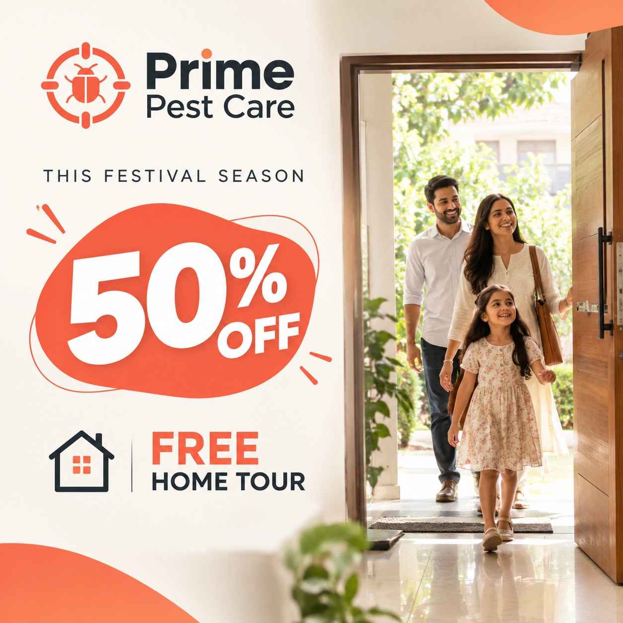 Family entering home